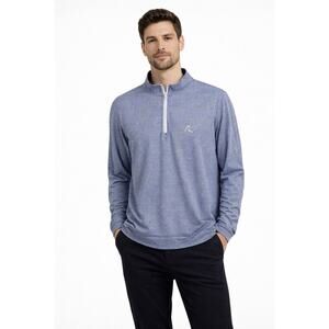 Rhoback Q Zip Blue Houndstooth Preppy Golf Performance Stretch Mens XL